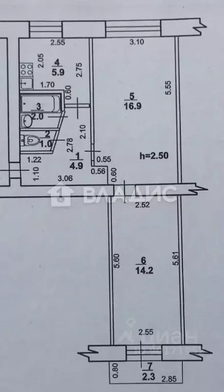 2-к кв. Башкортостан, Стерлитамак ул. Артема, 3 (44.9 м) - Фото 2