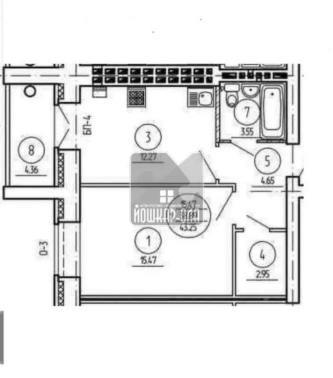 1-комнатная квартира: Йошкар-Ола, улица Берёзово, 7 (43.25 м) - Фото 1