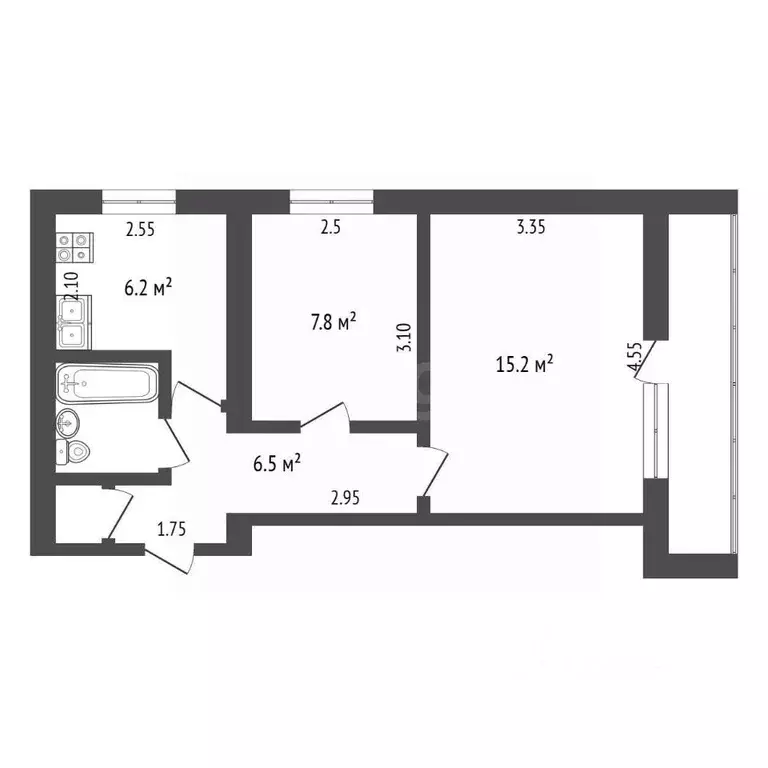 2-к кв. Крым, Бахчисарайский район, с. Верхоречье ул. Садовая, 2 (39.0 ... - Фото 2