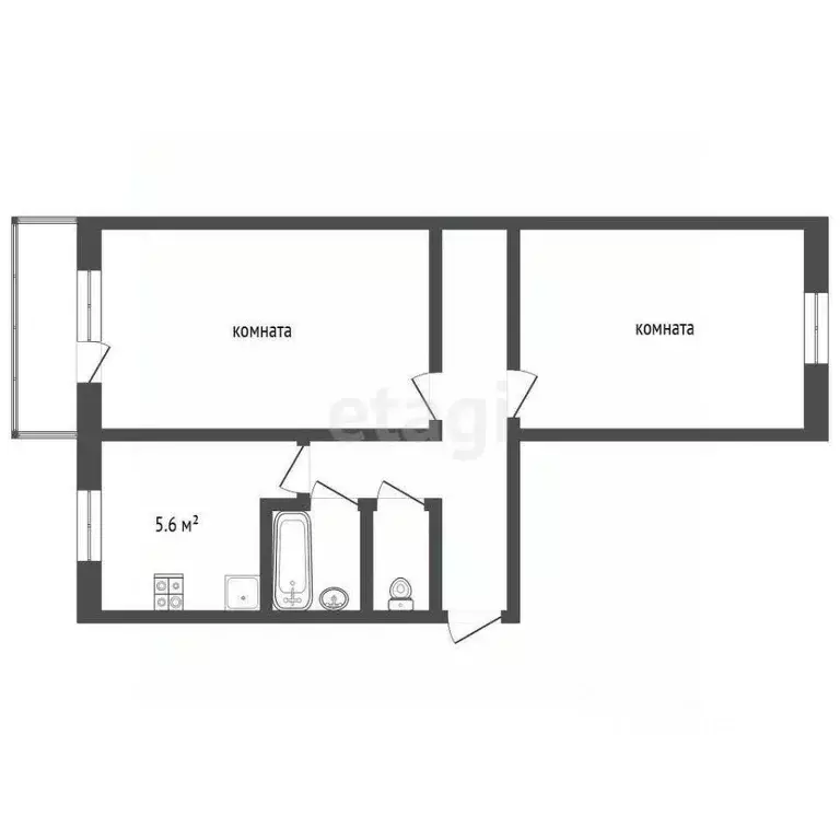 2-к кв. Архангельская область, Котлас ул. Кедрова, 6 (48.1 м) - Фото 0
