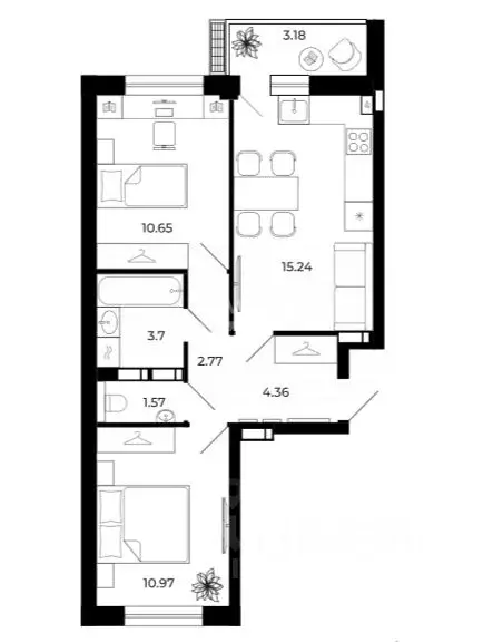 2-к кв. Липецкая область, Липецк Коммунистическая ул. (51.66 м) - Фото 2