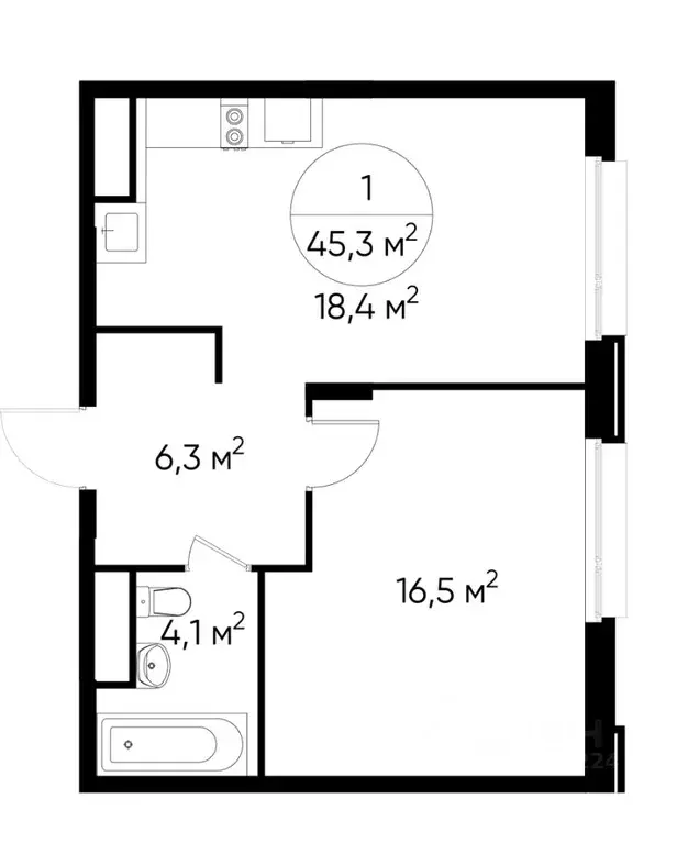 1-к кв. Москва Переделкино Ближнее мкр, 18-й кв-л,  (45.3 м) - Фото 0