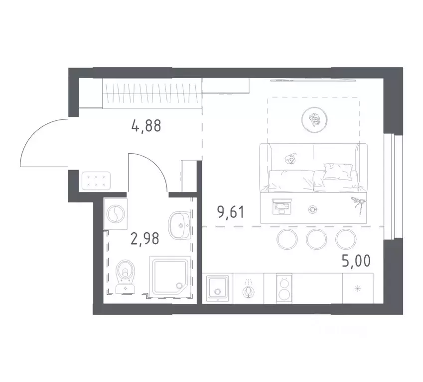 Студия Башкортостан, Уфа ул. Рашита Манурова (22.47 м) - Фото 1