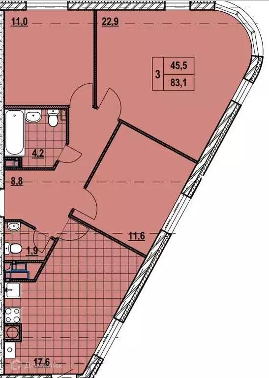 Продаётся 3-к квартира, 83.1 м - Фото 0