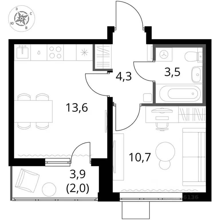 1-к кв. Московская область, Ленинский городской округ, пос. Ленинский ... - Фото 2