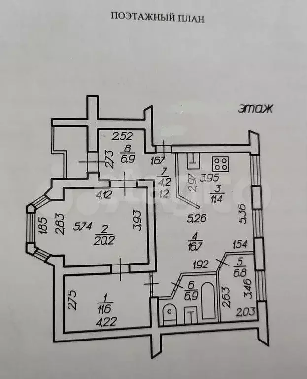 3-к. квартира, 84,7 м, 4/6 эт. - Фото 0