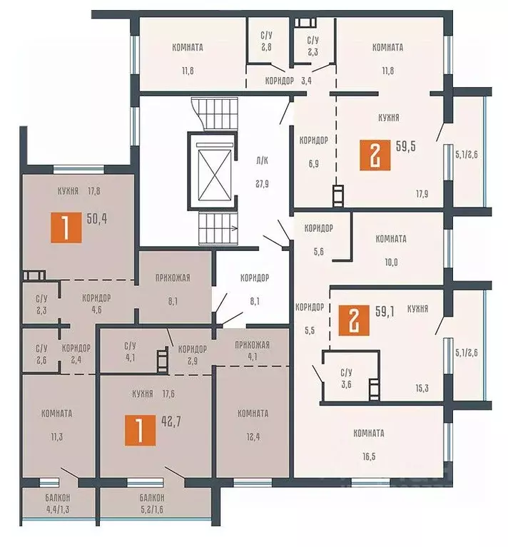2-к кв. Курганская область, Курган ул. Коли Мяготина, 34Б (59.1 м) - Фото 1