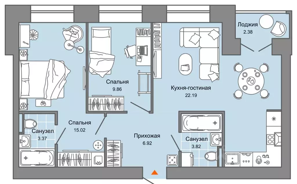 3-к кв. Кировская область, Киров Знак жилой комплекс (62.0 м) - Фото 0