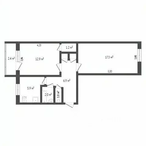 2-к кв. Новосибирская область, Новосибирск Телевизионная ул., 7 (42.0 ... - Фото 1