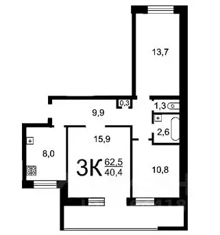 3-к кв. Ростовская область, Азов Азовский район, ул. Мира (60.0 м) - Фото 2