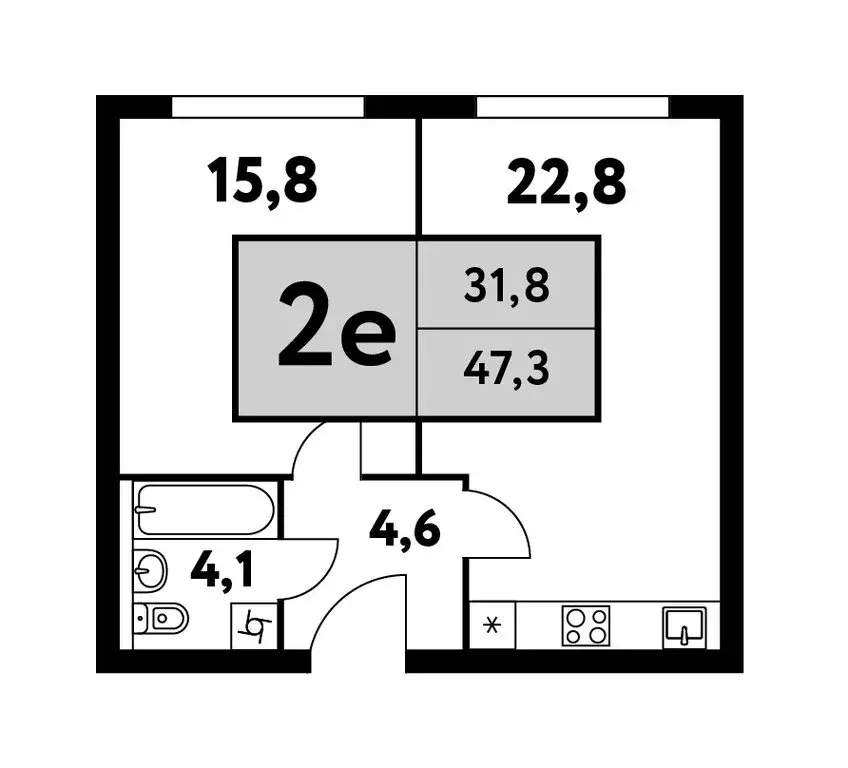 2-комнатная квартира: москва, фестивальная улица, 15к24/2 (47.3 м) - Фото 0