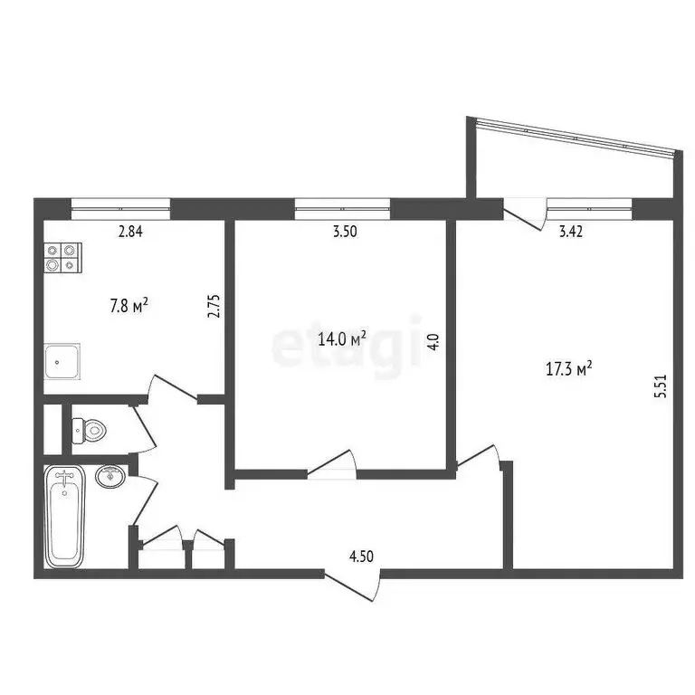 2-комнатная квартира: Вологда, улица Возрождения, 72 (52.4 м) - Фото 1