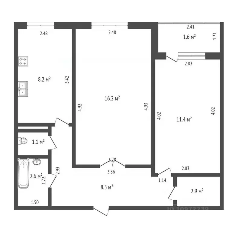 2-к кв. Башкортостан, Стерлитамак Солнечный мкр, ул. Караная Муратова, ... - Фото 2
