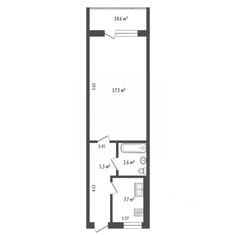 1-к кв. Крым, Ялта ул. Майора Савельева, 1К1 (33.0 м) - Фото 1