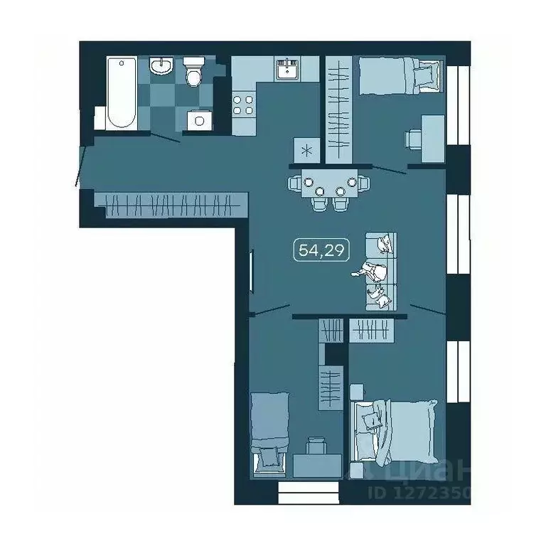 3-к кв. Приморский край, Владивосток ул. Борисенко, 100Кс1 (54.29 м) - Фото 1