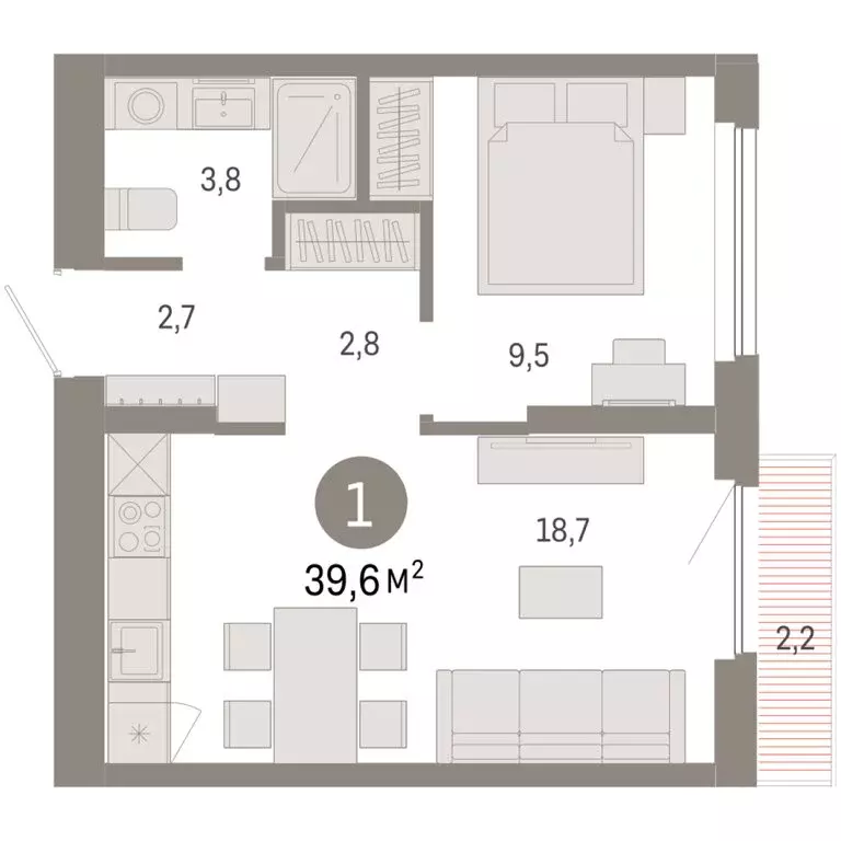 1-комнатная квартира: Новосибирский район, рабочий посёлок Краснообск, ... - Фото 2