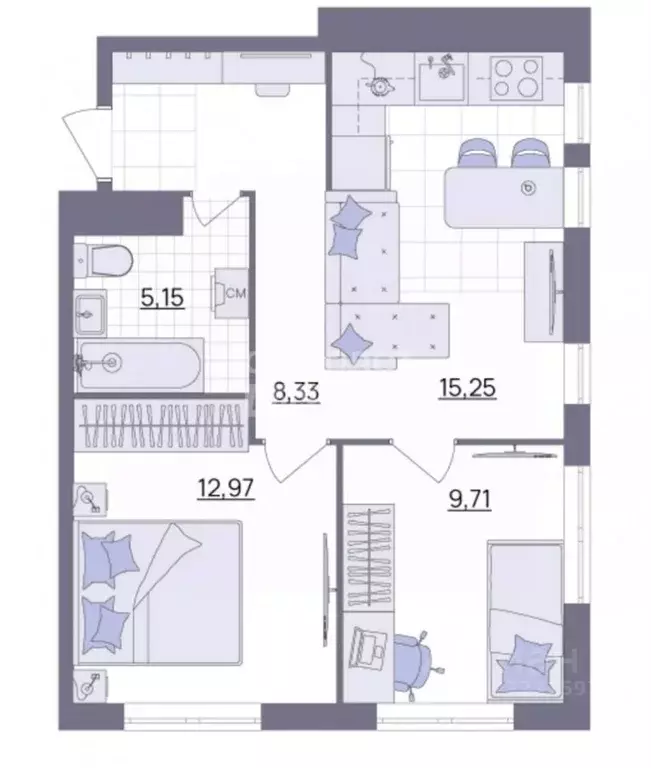 3-к кв. Ульяновская область, Ульяновск ул. Юго-западная, 11 (52.0 м) - Фото 1
