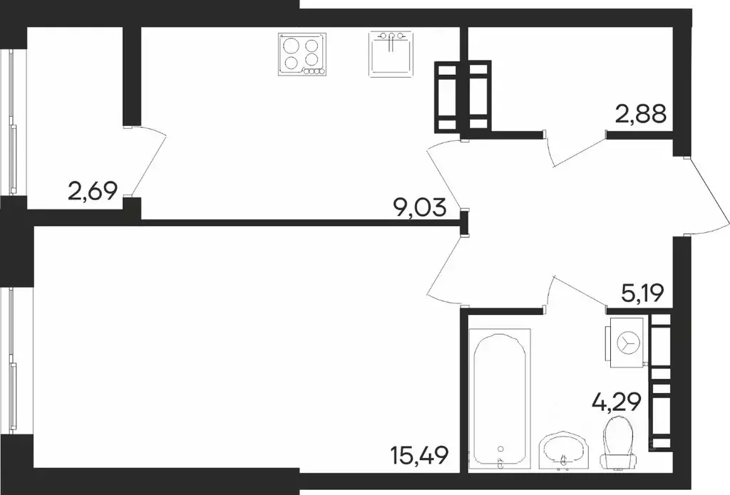 1-к кв. Мурманская область, Мурманск Первомайский округ,  (39.57 м) - Фото 0