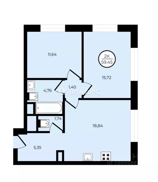 2-к кв. Москва Волгоградский просп., 32/5к1 (59.6 м) - Фото 2