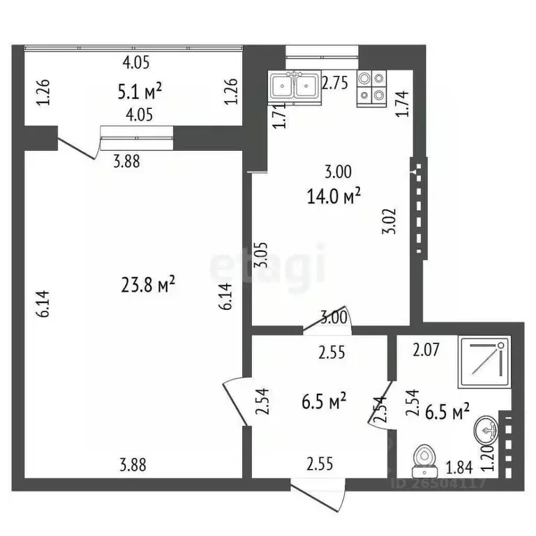 1-к кв. Севастополь ул. Вакуленчука, 29А (49.2 м) - Фото 1
