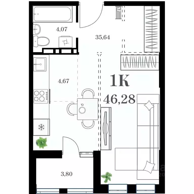 1-к кв. Приморский край, Владивосток ул. Леонова, 54 (46.28 м) - Фото 0