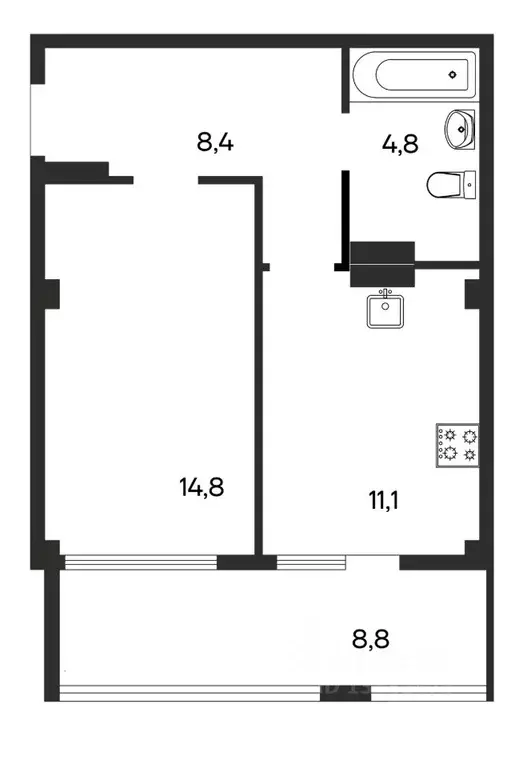 1-к кв. Крым, Бахчисарай ул. Мира, 22 (47.9 м) - Фото 1