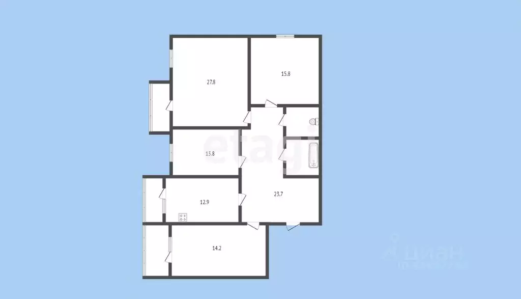 4-к кв. Карачаево-Черкесия, Черкесск Революционная ул., 7 (118.8 м) - Фото 1