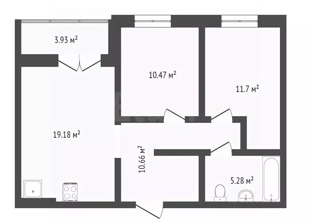 2-к кв. Ханты-Мансийский АО, Сургут просп. Ленина, 11 (68.2 м) - Фото 1
