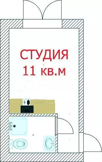Квартира-студия, 11 м, 1/5 эт. - Фото 0