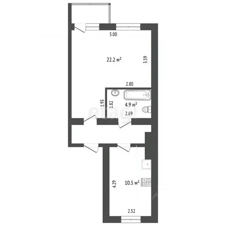 1-к кв. Севастополь ул. Багрия, 75/12 (45.0 м) - Фото 2