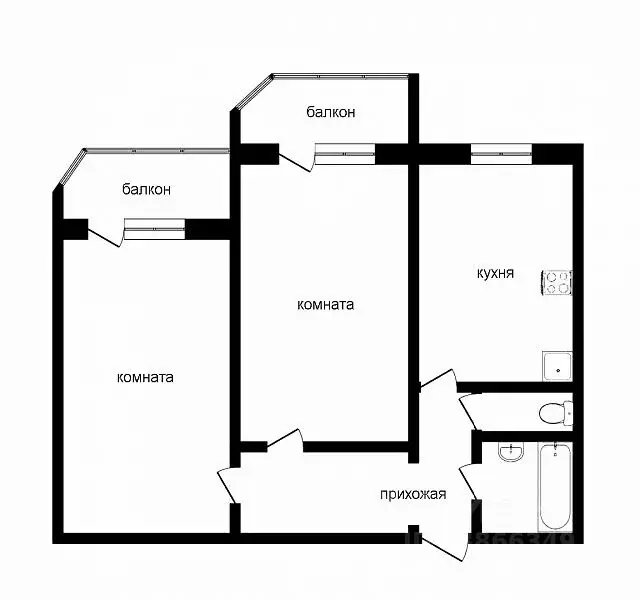 2-к кв. Тюменская область, Тюмень 6-й мкр, ул. Валерии Гнаровской, 8 ... - Фото 2