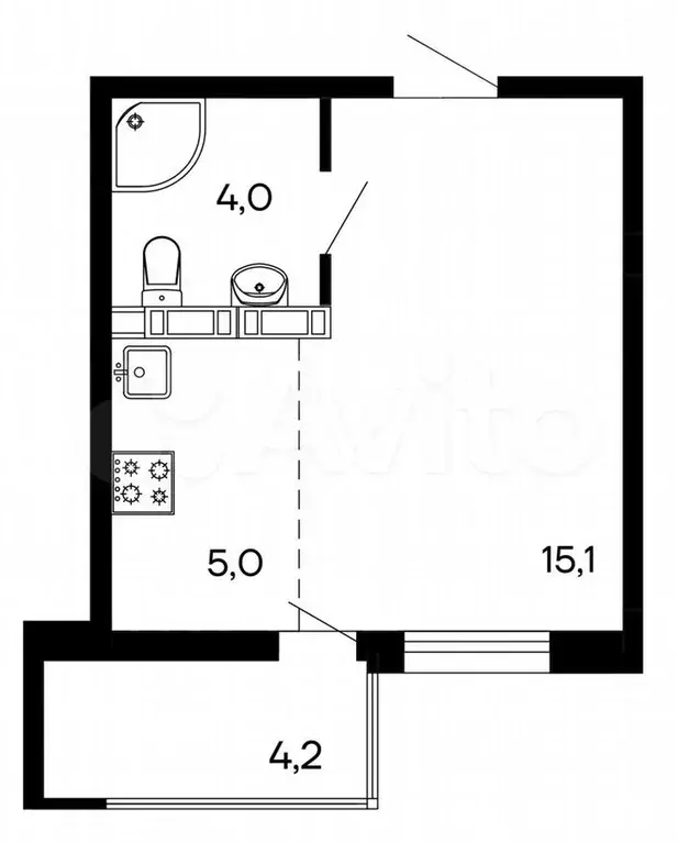 Квартира-студия, 28,3м, 6/9эт. - Фото 0