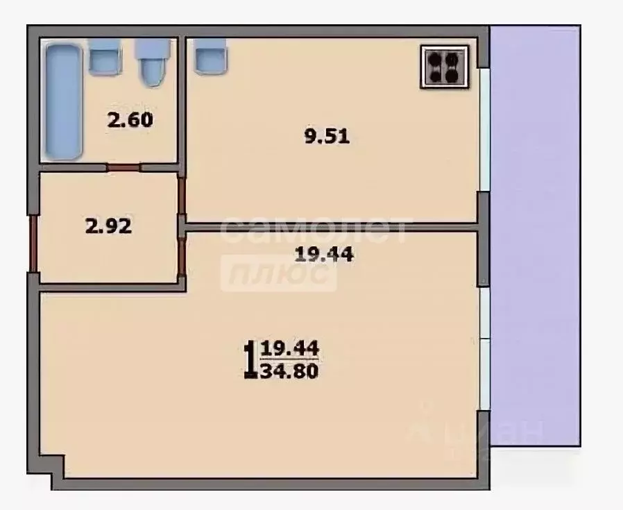 1-к кв. Москва Самаркандский бул., 17К4 (35.0 м) - Фото 1