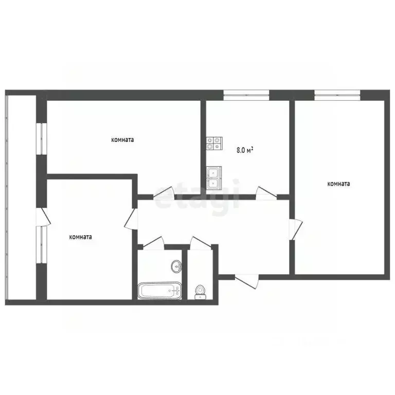 3-к кв. Ярославская область, Рыбинск ул. Моторостроителей, 5 (61.3 м) - Фото 2