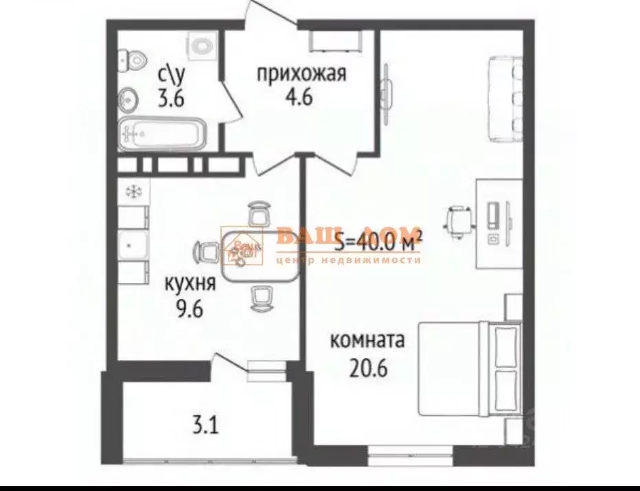 1-к кв. Тульская область, Тула городской округ, д. Харино ул. ... - Фото 2