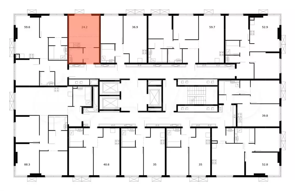 Квартира-студия, 24,2 м, 10/14 эт. - Фото 1