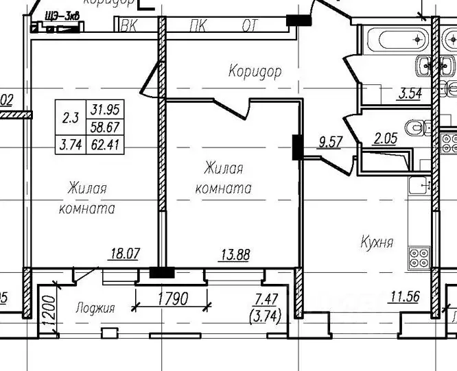 2-к кв. Чувашия, Чебоксары ул. Фридриха Энгельса, 27А (62.41 м) - Фото 0