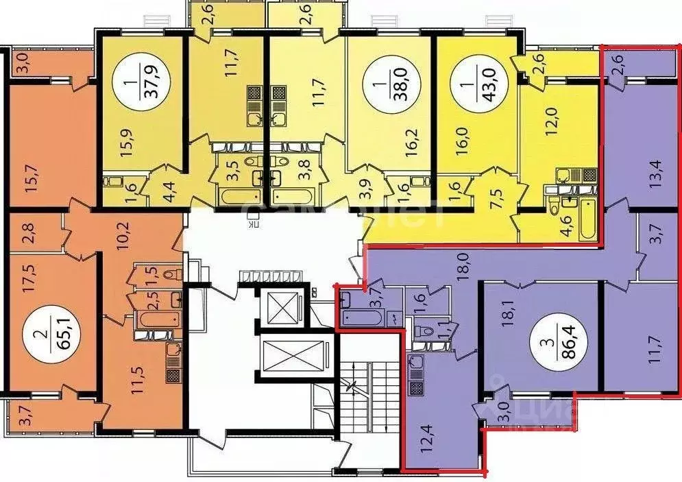 3-к кв. Краснодарский край, Новороссийск ул. Мурата Ахеджака, 12 (86.4 ... - Фото 1