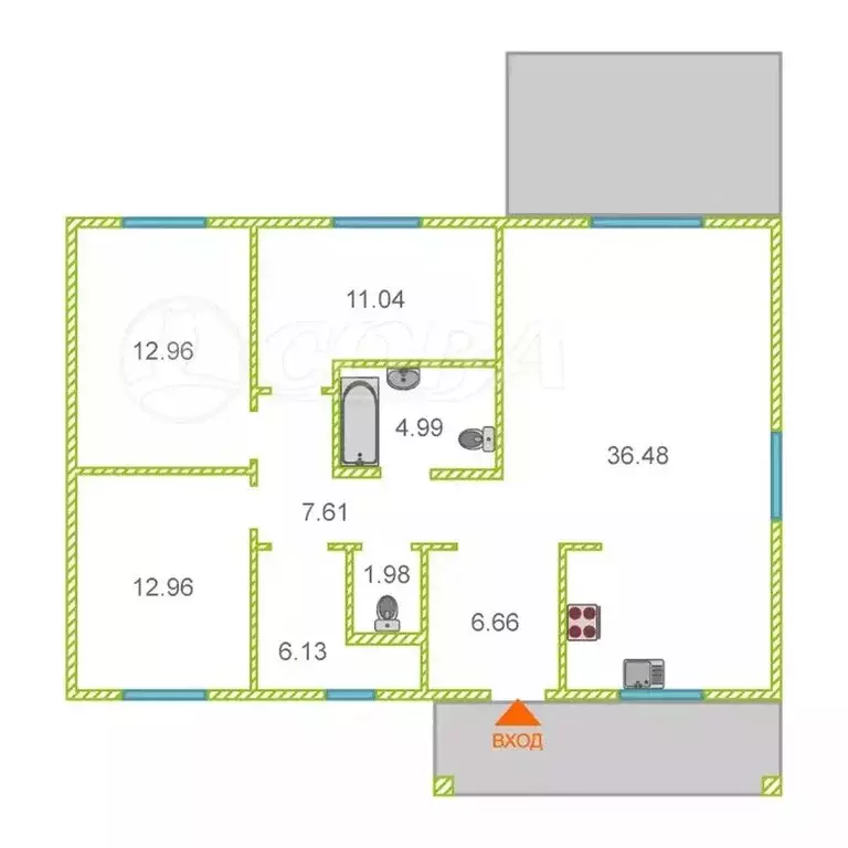 Дом в Тюменский муниципальный округ, деревня Елань (105.5 м) - Фото 2