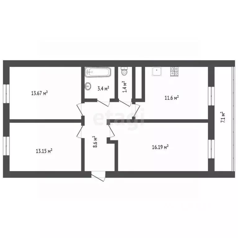 3-к кв. Воронежская область, Воронеж Цимлянская ул., 10В (71.7 м) - Фото 2