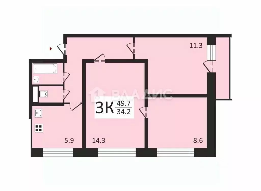 3-к кв. Москва ул. Подольских Курсантов, 8К2 (49.7 м) - Фото 1