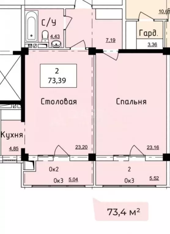 1-к кв. Дагестан, Махачкала ул. Гамзата Цадасы, 3 (73.0 м) - Фото 2