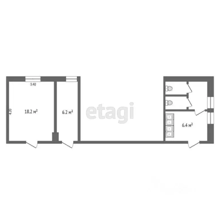 1-к кв. Крым, Симферополь ул. Севастопольская (27.9 м) - Фото 1