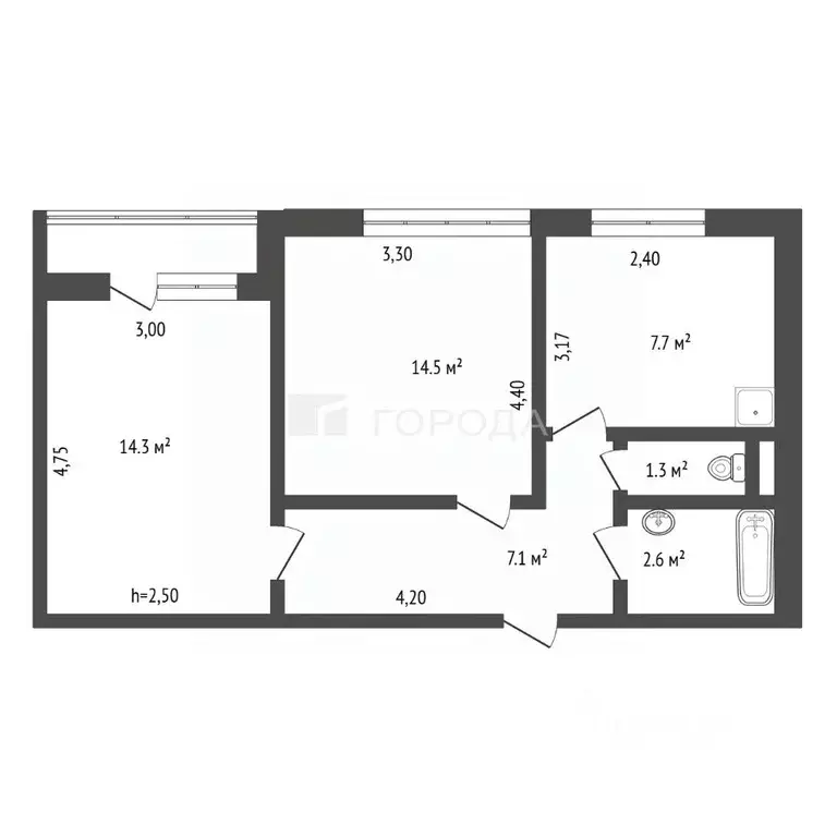2-к кв. Алтайский край, Барнаул ул. Парижской Коммуны, 46/112 (47.5 м) - Фото 2