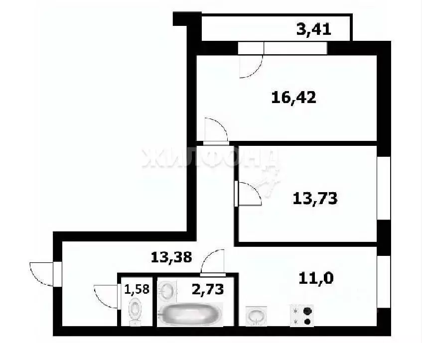 2-к кв. Новосибирская область, Новосибирск ул. Есенина, 12/1 (58.5 м) - Фото 0