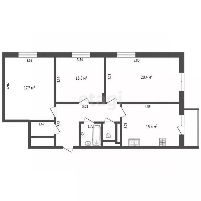 3-к кв. Московская область, Сергиев Посад Пограничная ул., 30Ас3 (84.5 ... - Фото 2