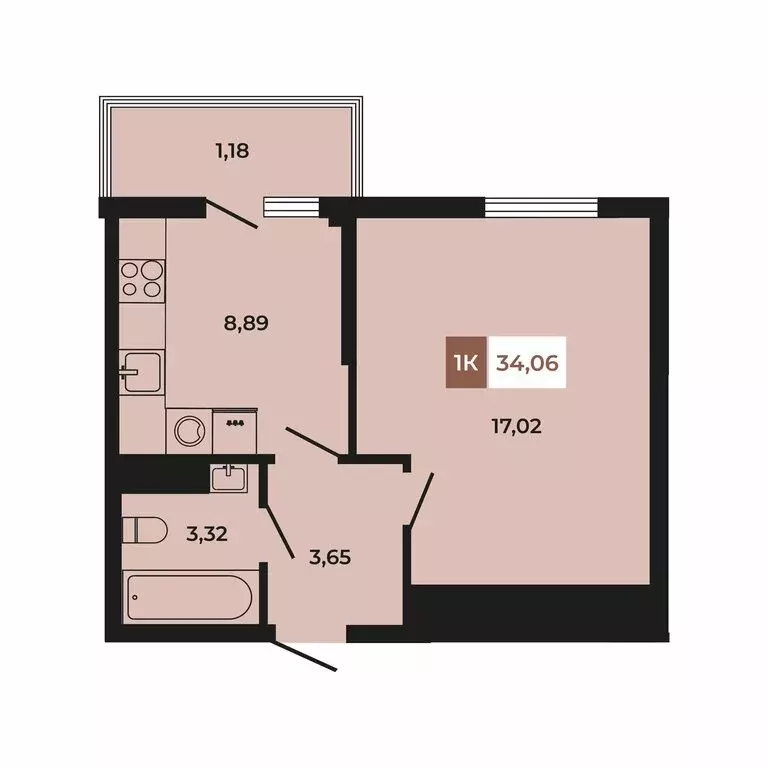 1-комнатная квартира: Щепкинское сельское поселение, посёлок ... - Фото 0