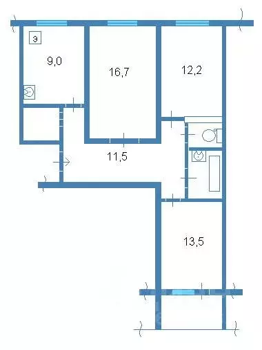 3-к кв. Тульская область, Тула Арсенальная ул., 3 (60.0 м) - Фото 2