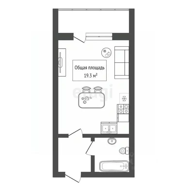 Студия Новосибирская область, Бердск ул. Кристальная, 12 (19.3 м) - Фото 2