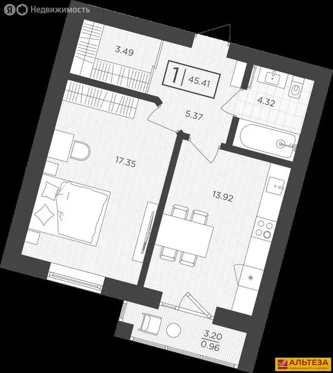 1-комнатная квартира: Пионерский, Октябрьская улица, 8 (46 м) - Фото 1